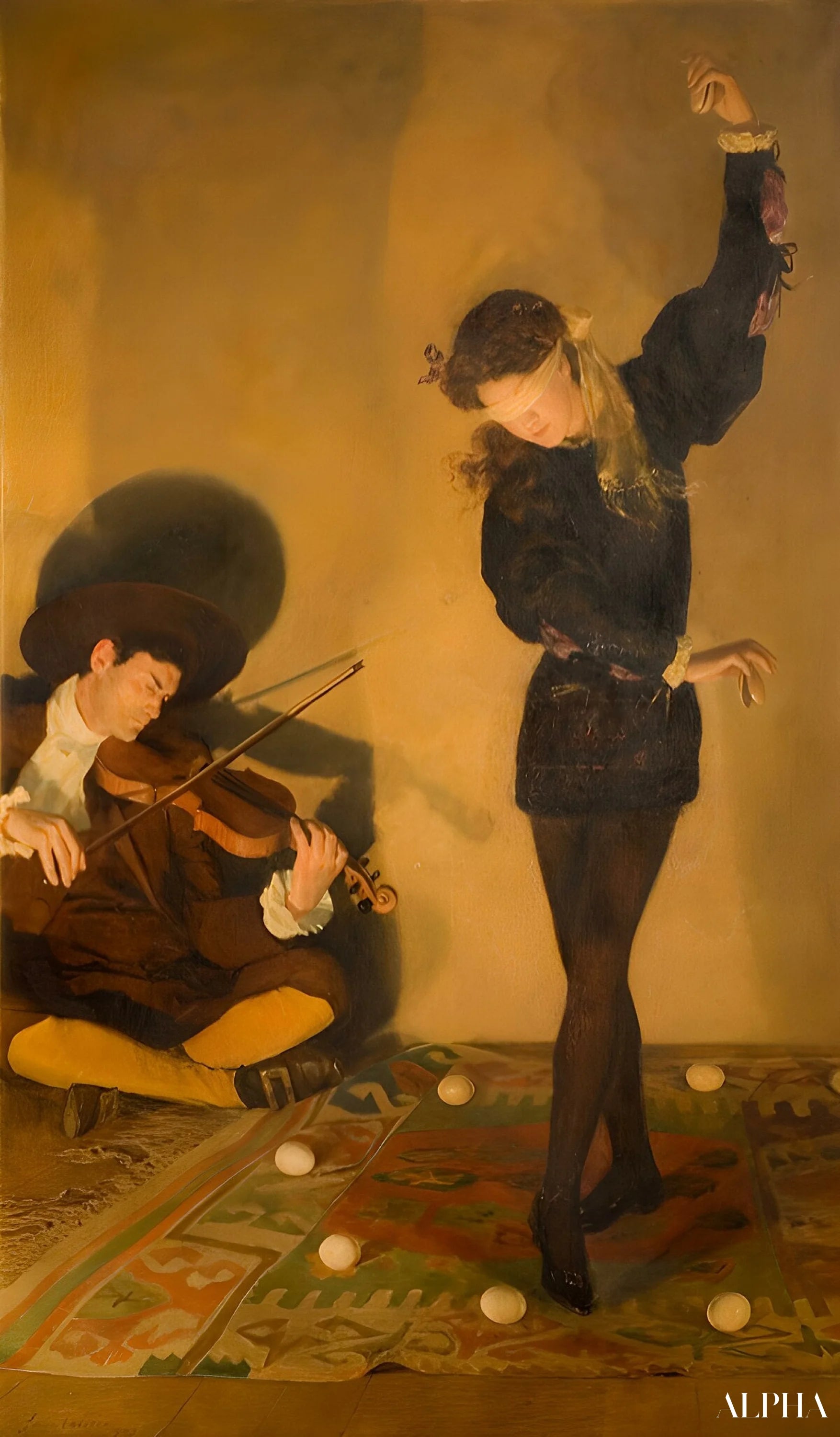 Reproduction du tableau « Danse des œufs - John Collier » par Alpha Reproduction en peinture à l’huile