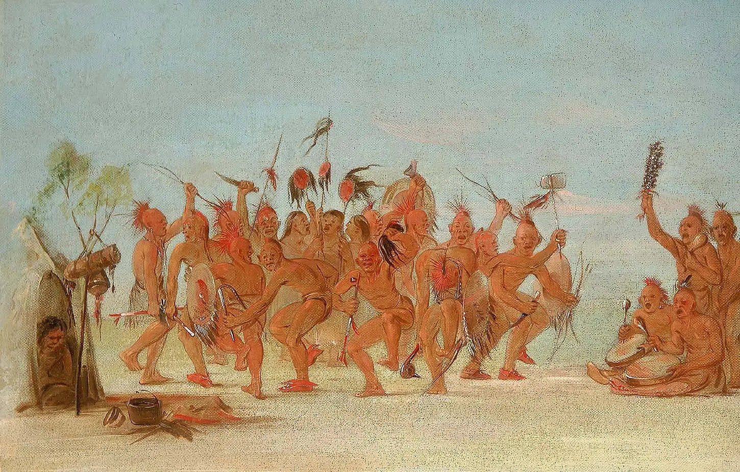 Dansez sur le sac de médecine des braves - George Catlin image 1 copie de tableau peinte à la main
