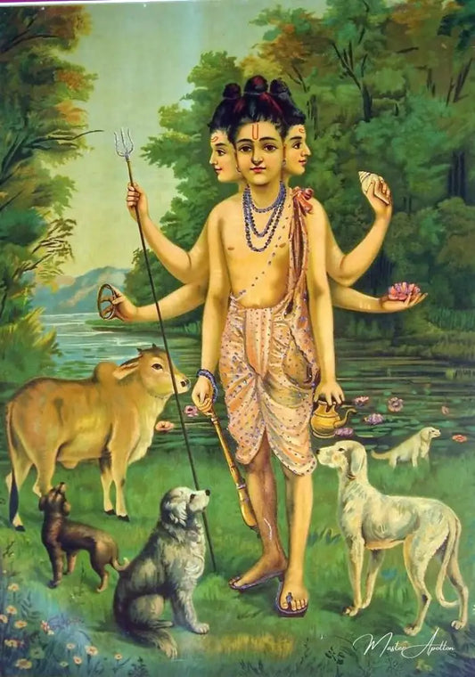 Dattatreya - Ravi Varmâ - Reproductions de tableaux et peintures haut de gamme