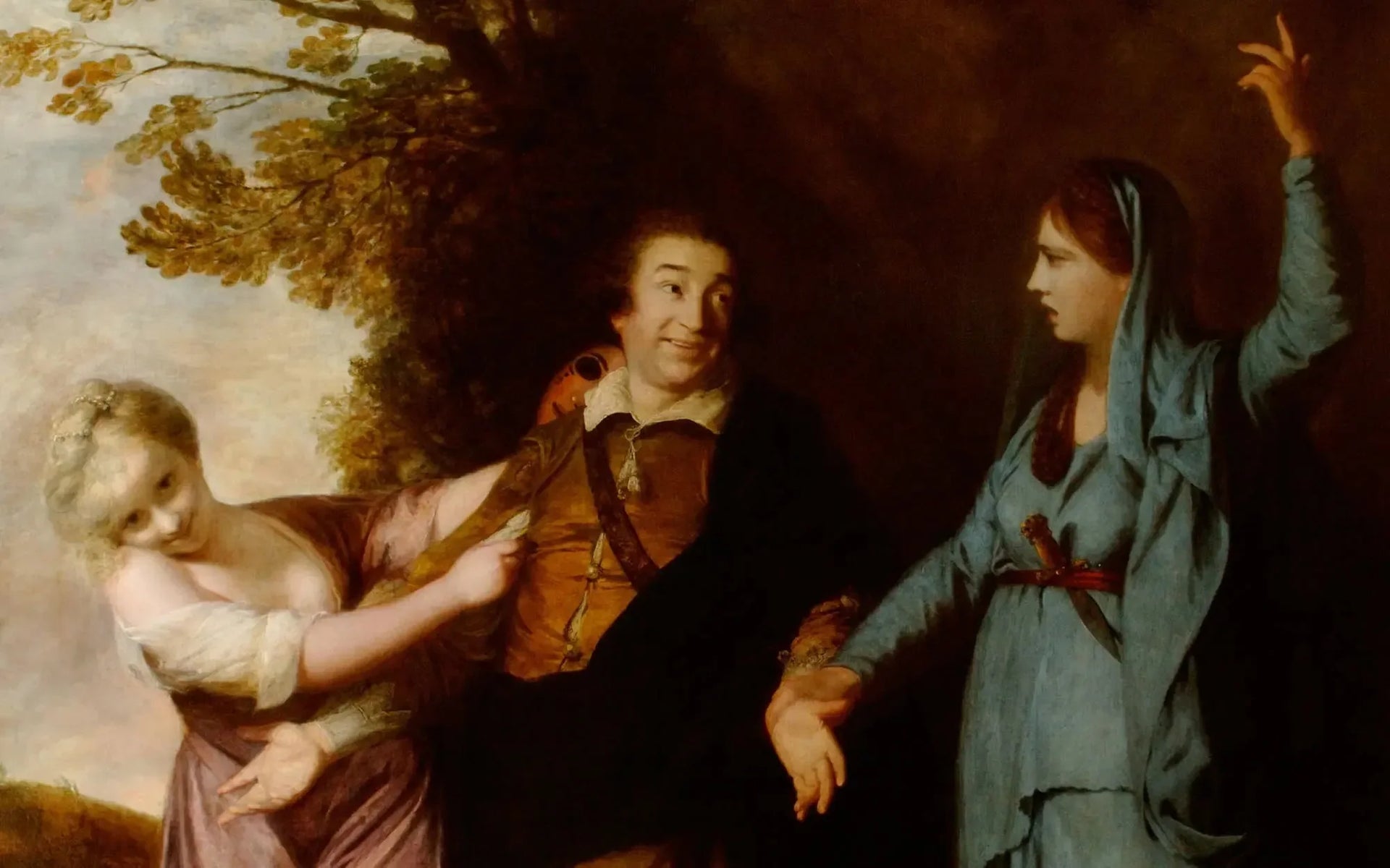 David Garrick entre tragédie et comédie - Joshua Reynolds image 1 tableau peint à l’huile sur toile