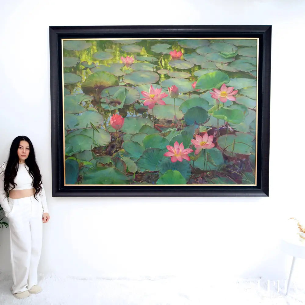 Découvrez Water Lilies and Lotuses II – Somchai | 200 x 150 cm Reproductions de tableaux à la peinture à l’huile