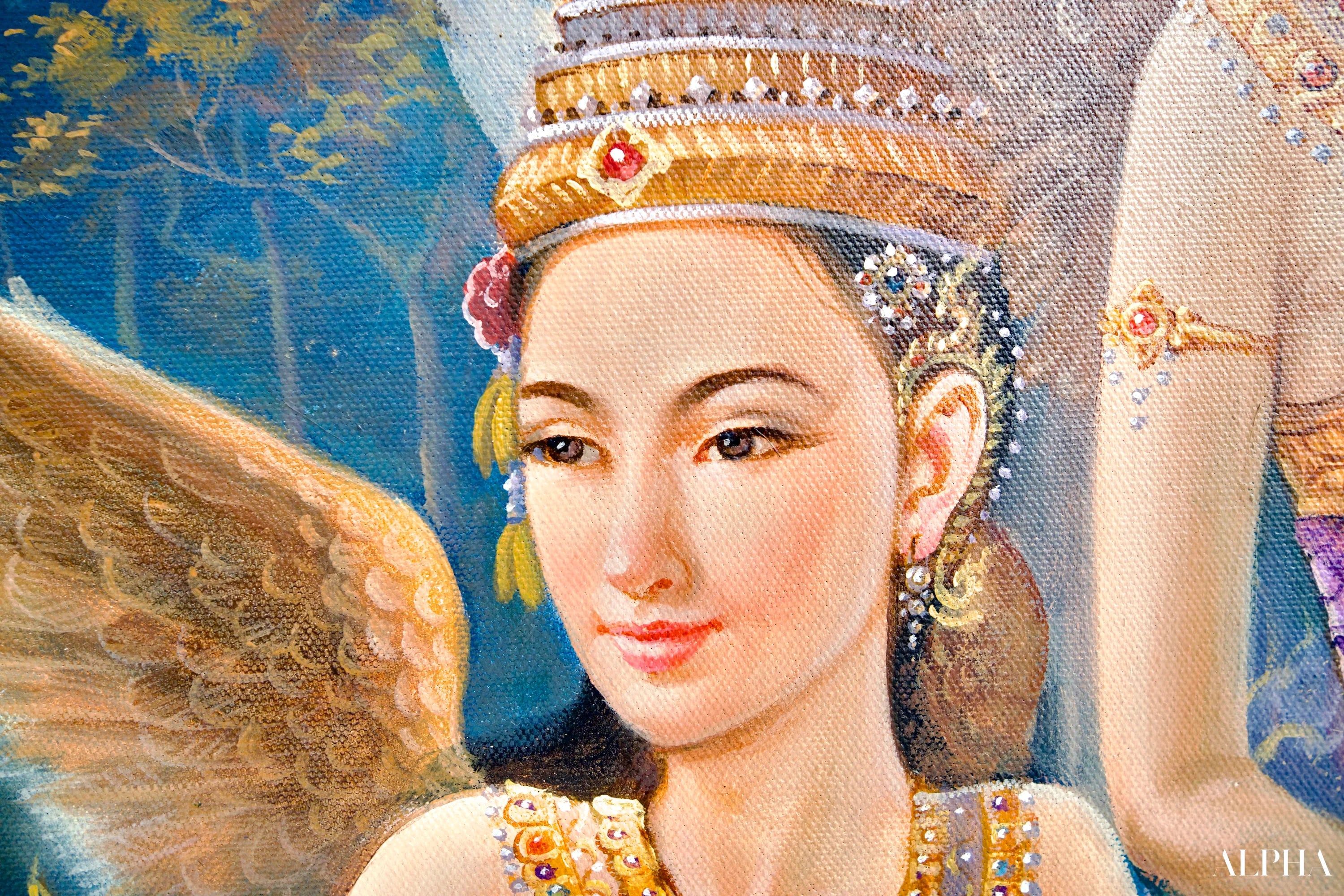 Déesse Kinnaree | 170 x 120 cm Reproductions de tableaux à la peinture à l’huile
