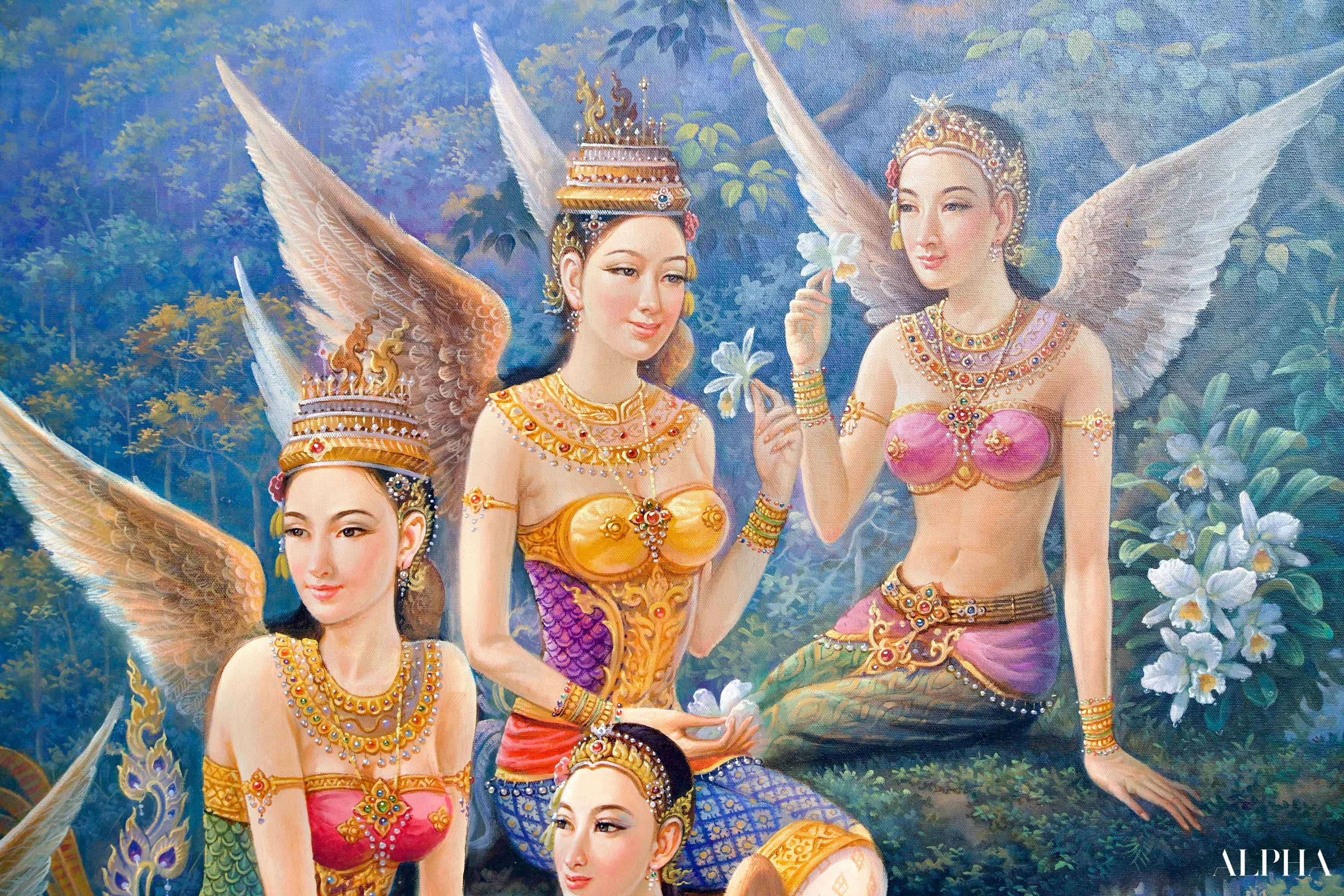 Déesse Kinnaree | 170 x 120 cm Reproductions de tableaux à la peinture à l’huile