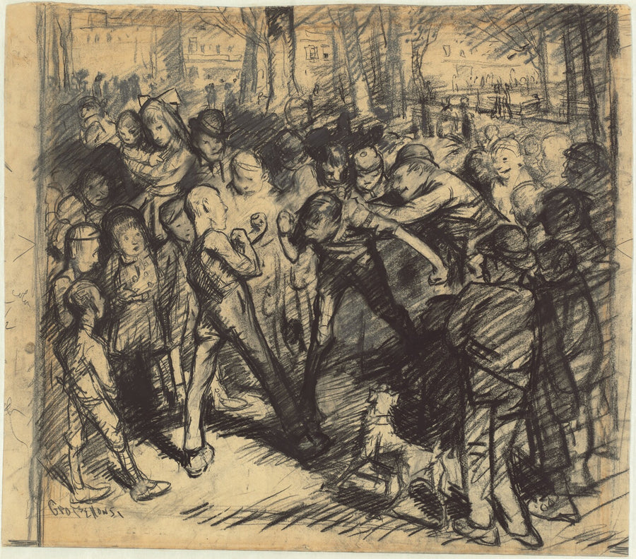 Street Fight [recto], George Bellows, 1907 — pastel, National Gallery of Art