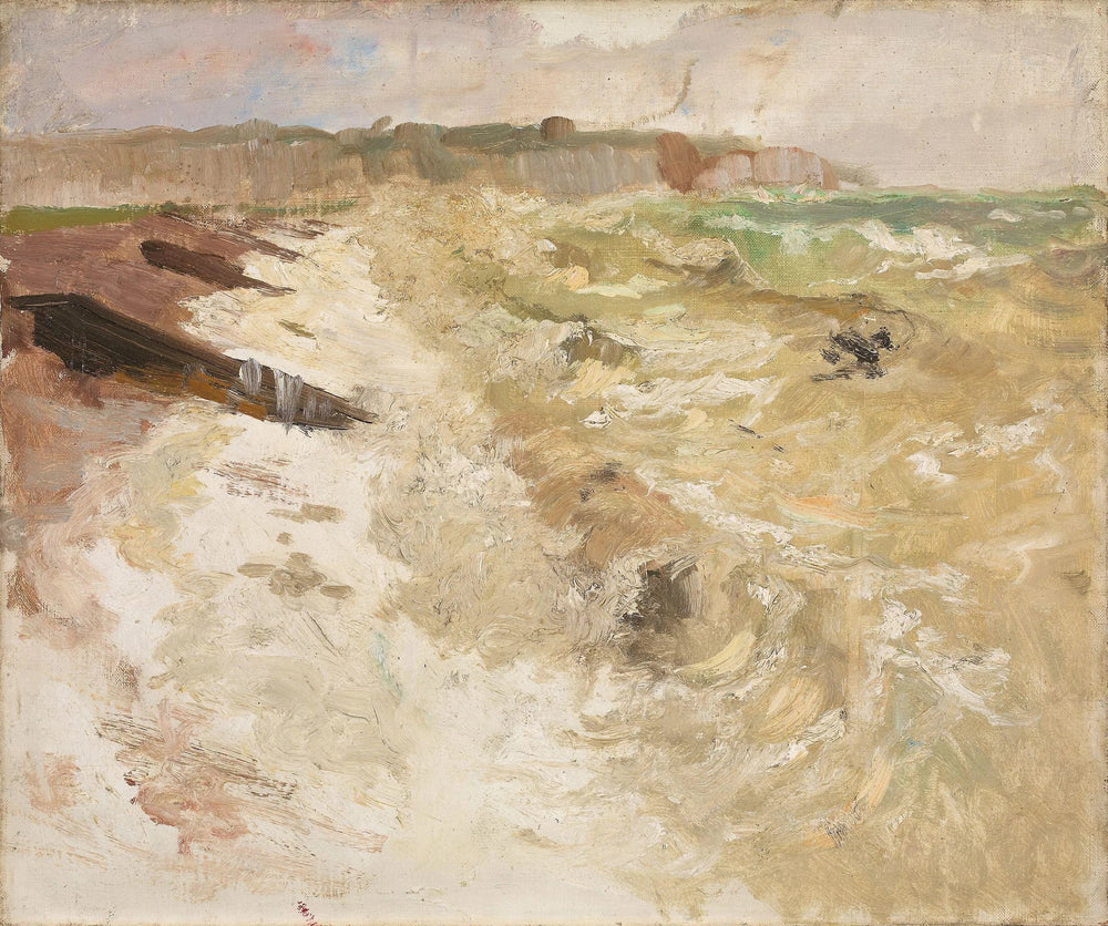 Depuis la plage de Dieppe - Frits Thaulow image 1 copie de tableau peinte à la main