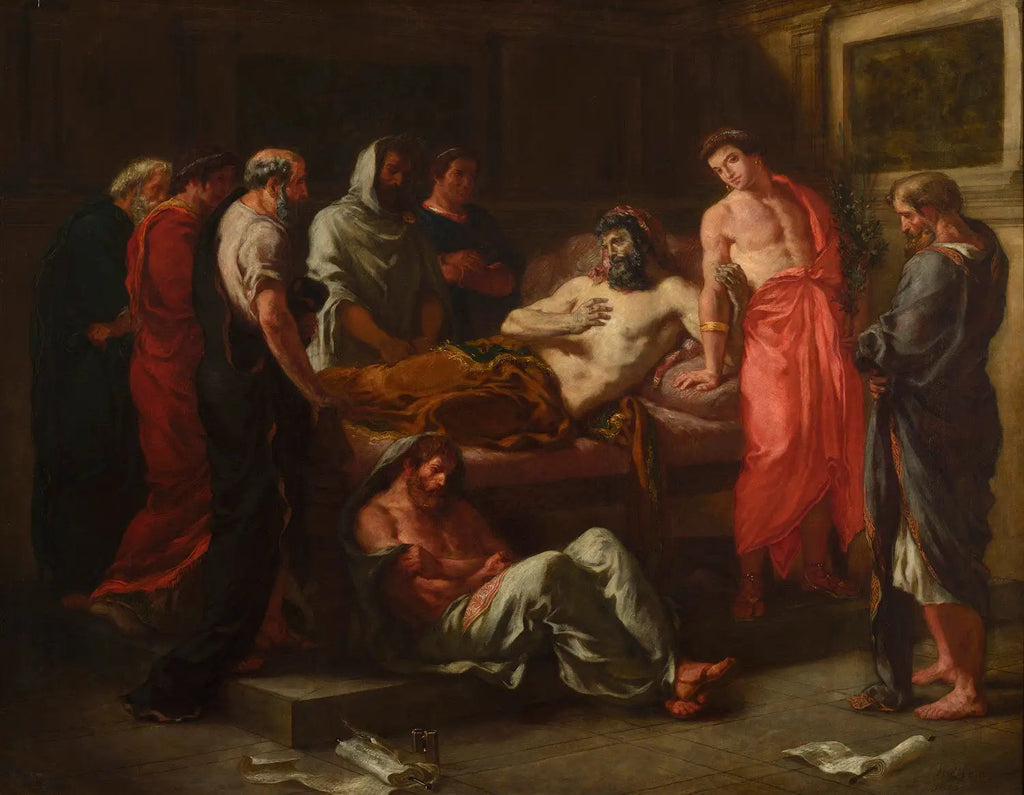 Reproduction du tableau « Dernières Paroles de l'empereur Marc Aurèle - Eugène Delacroix » par Alpha Reproduction en peinture à l’huile