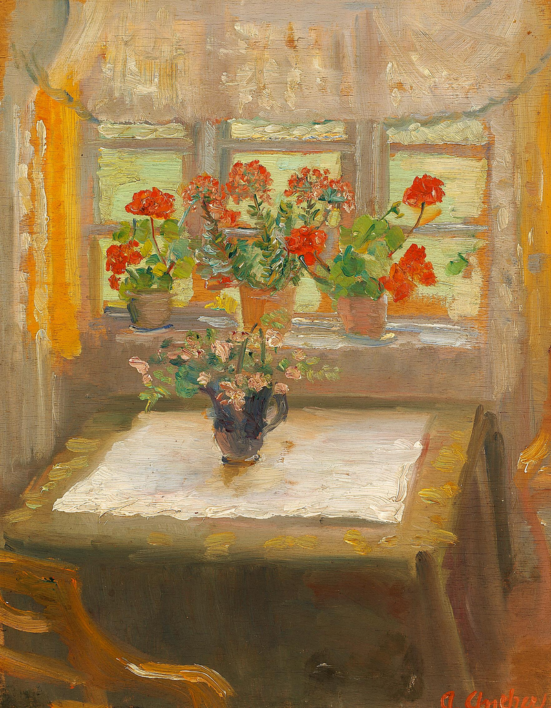 Des fleurs à la fenêtre du petit salon orientée au nord. - Anna Ancher