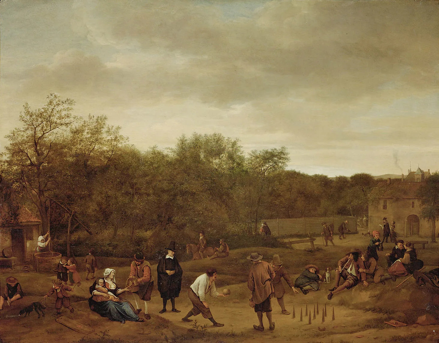Des paysans jouant aux quilles - Jan Steen image 1 reproduction artisanale de tableau