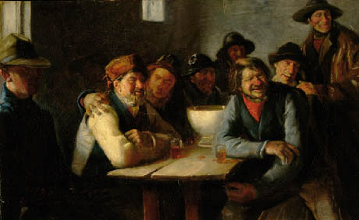 Des pêcheurs autour du bassin à punch. - Michael Peter Ancher image 1 copie peinte à la main à l’huile