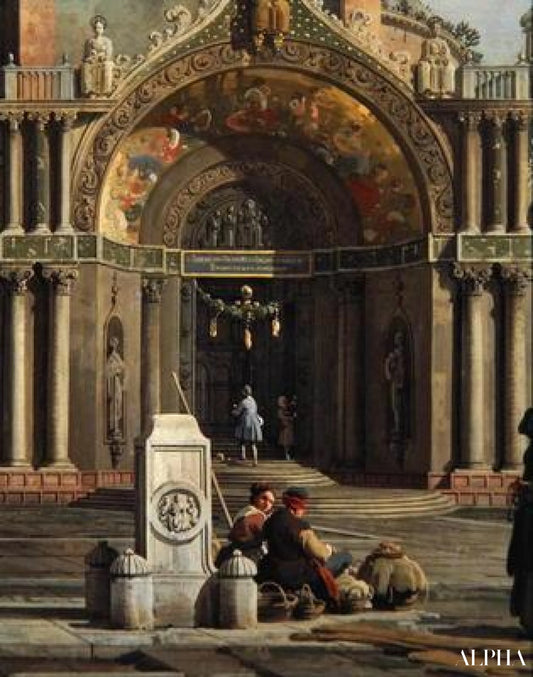 Détail de Capriccio dans une église (huile sur toile) - Giovanni Antonio Canal - Reproductions de tableaux et peintures haut de gamme