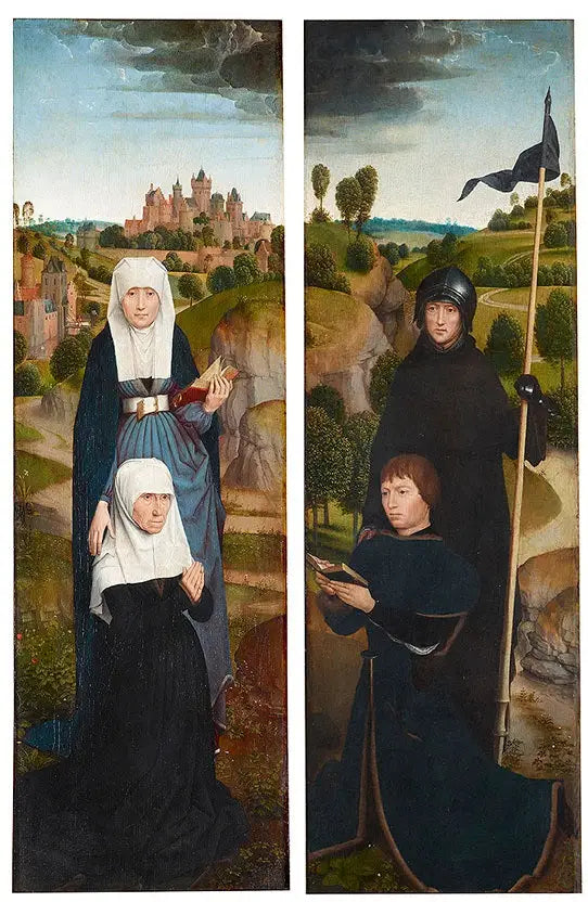 Deux ailes d'un triptyque avec les portraits des donateurs - Hans Memling image 1 reproduction de peinture à l’huile