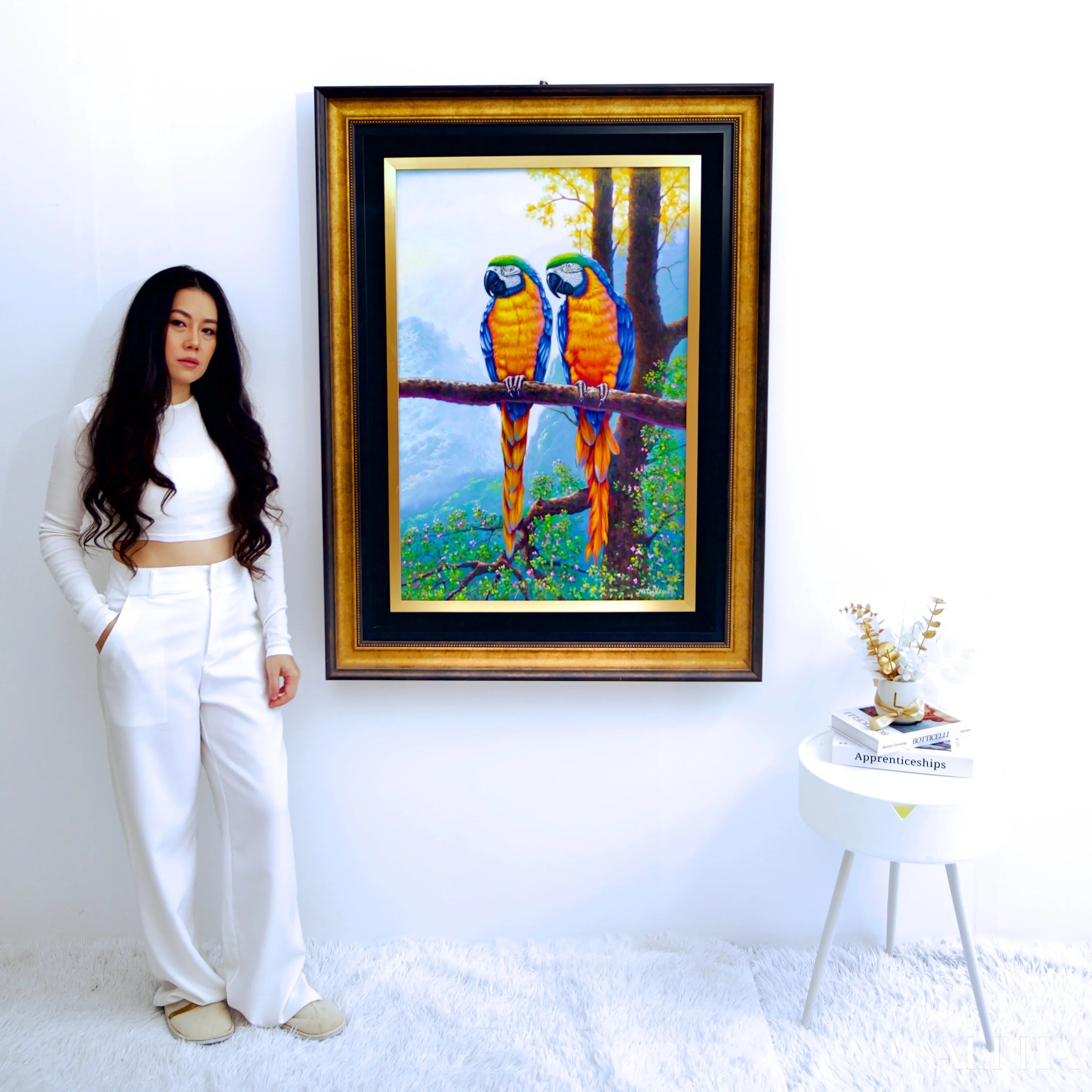 Two Macaws on a Branch - Hudsadayuth | 60 x 90 cm Reproductions de tableaux à la peinture à l’huile