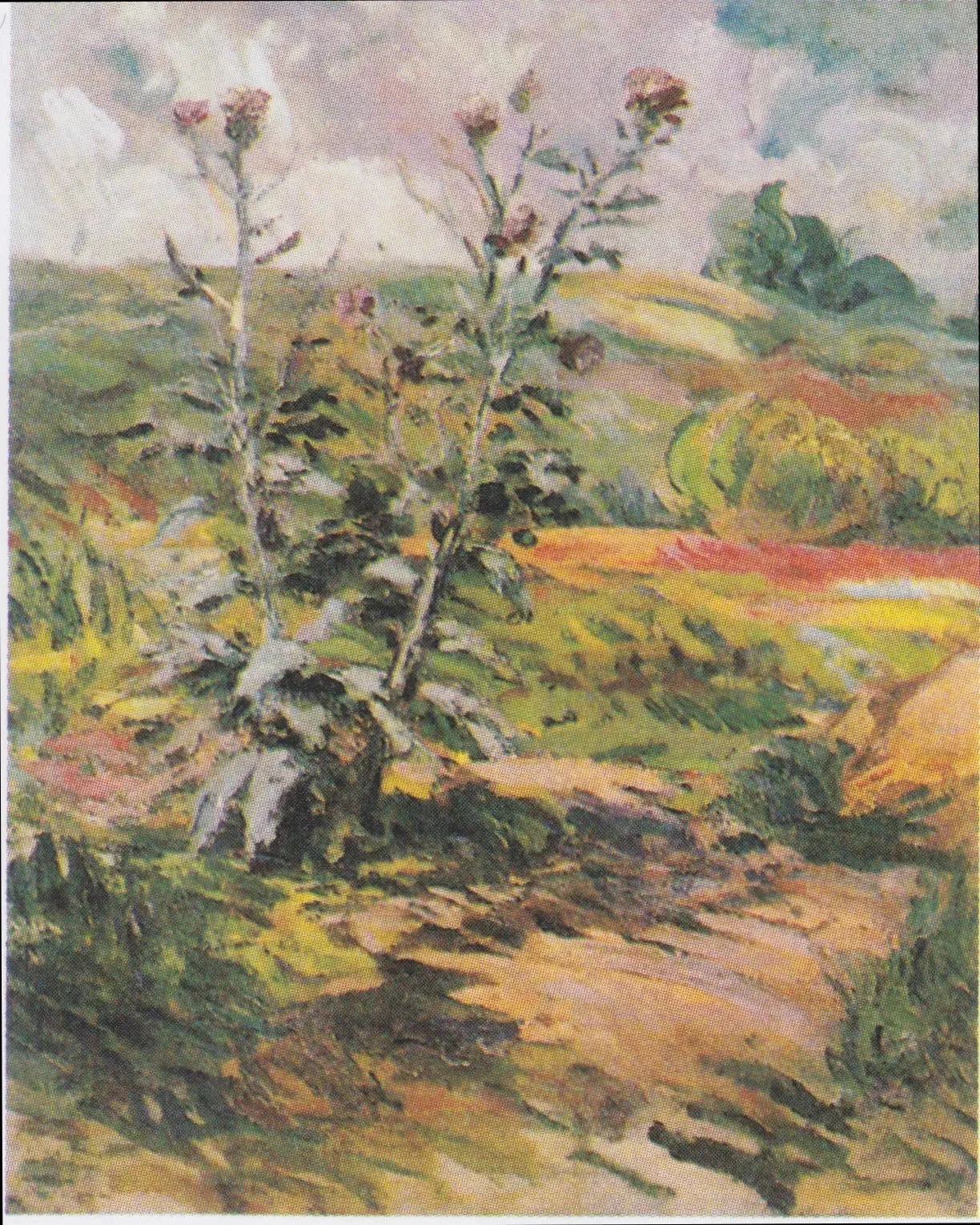Deux Chardons F447a de Vincent van Gogh, paysage peint à Arles