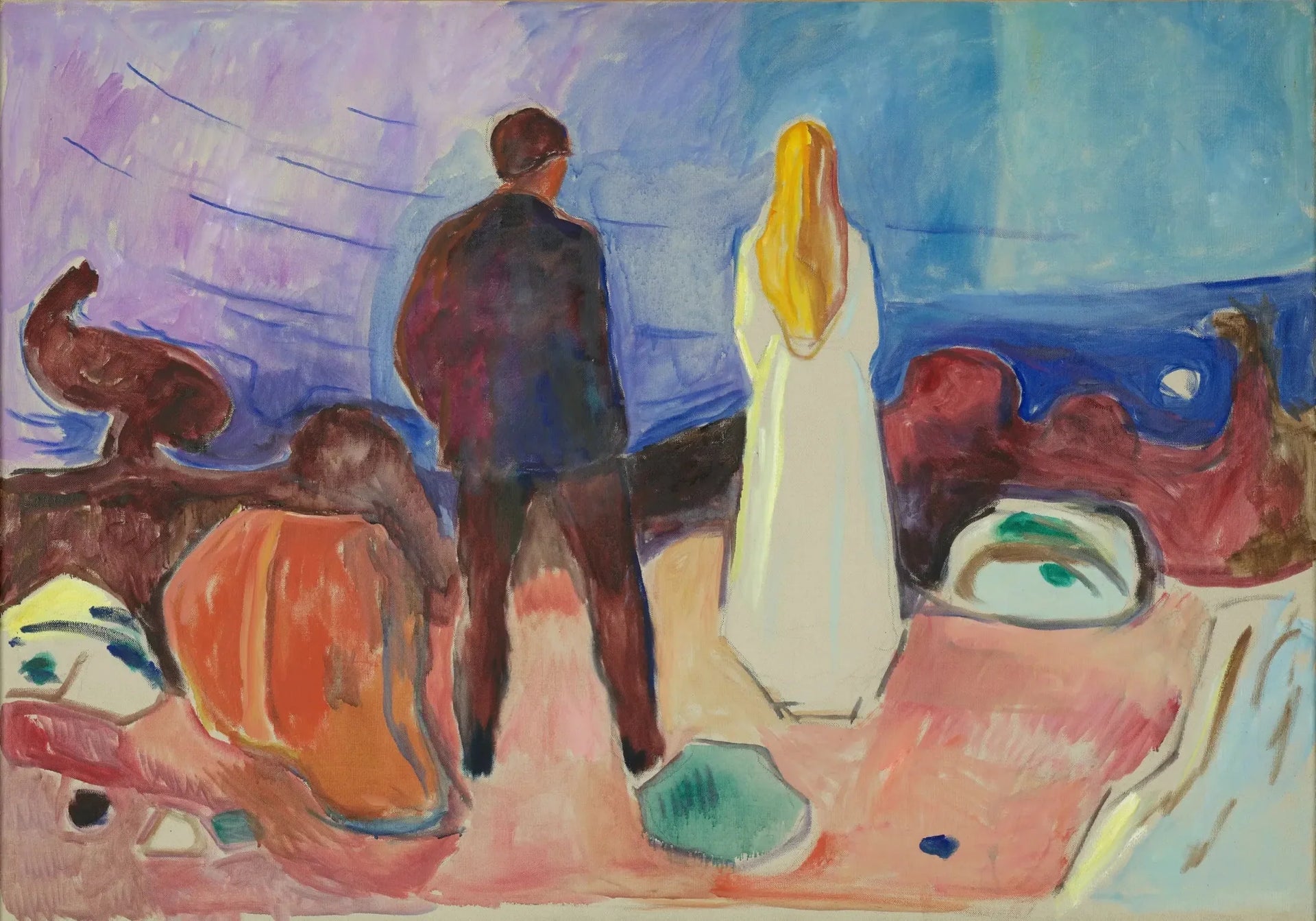 Deux Êtres humains. Les Solitaires - Edvard Munch image 1 reproduction artisanale de tableau