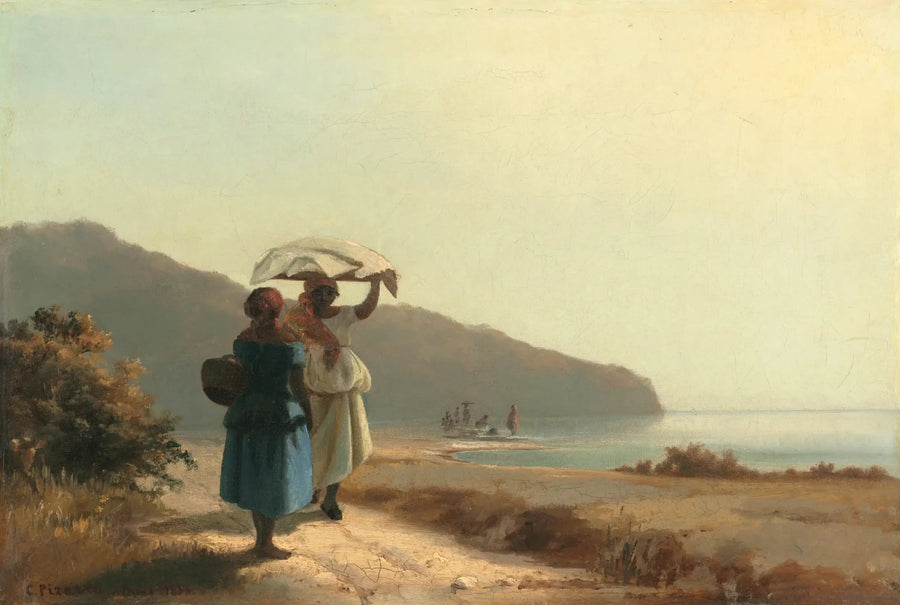 Deux Femmes causant au bord de la mer, Saint-Thomas - Camille Pissarro image 1 reproduction de peinture à l’huile