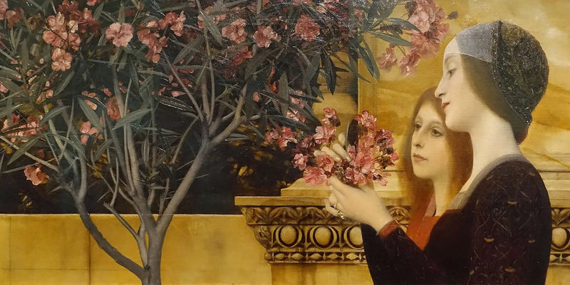 فتاتان مع غار الورد - غوستاف كليمت