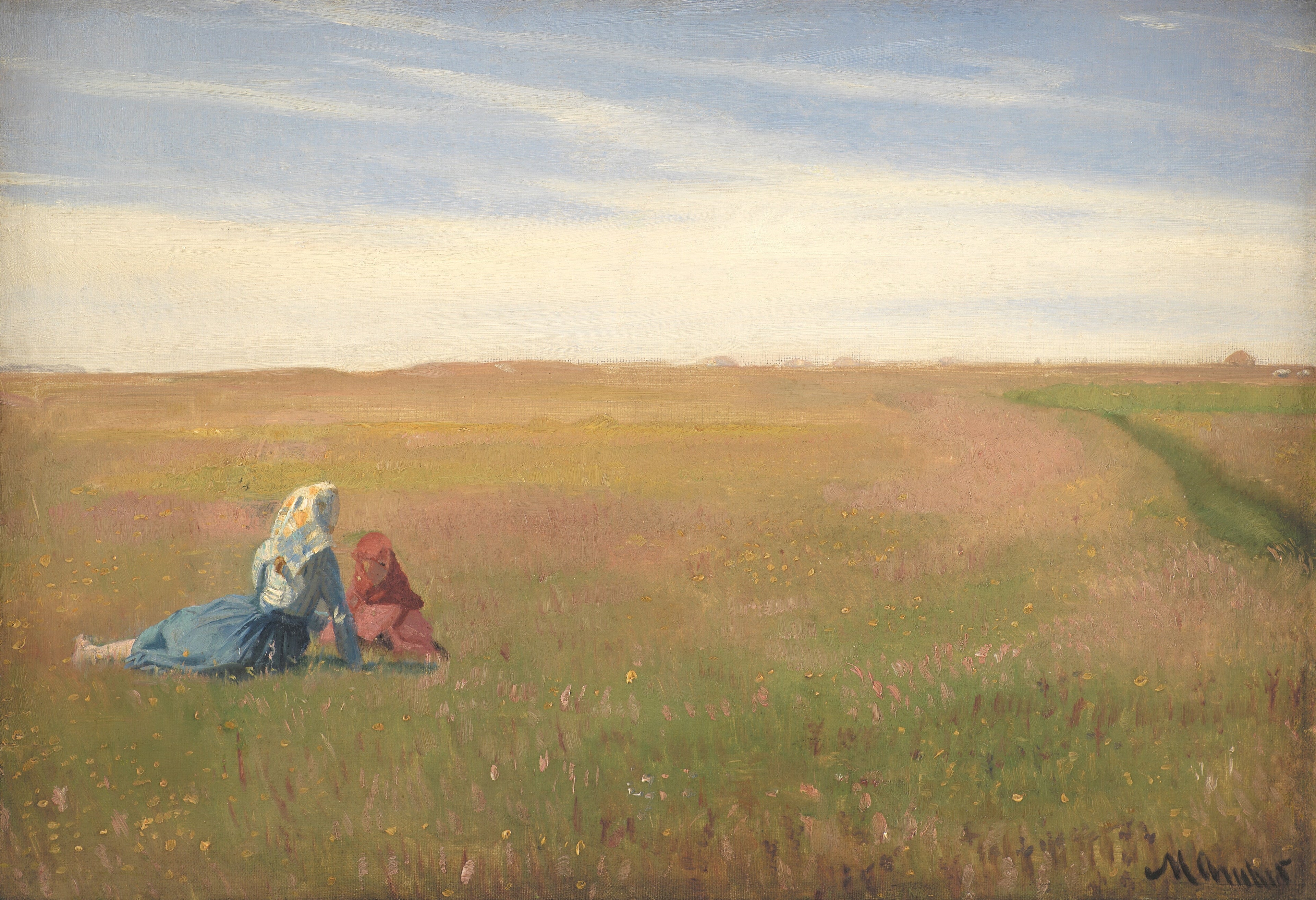 Deux Filles dans un champion. Jour d'été - Michael Peter Ancher image 1 copie de tableau peinte à la main
