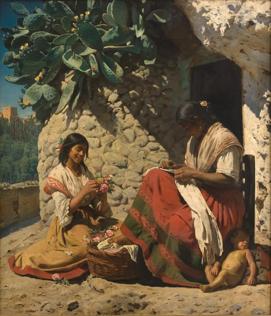 اثنين من الغجريات أمام كوخهم. إسبانيا - بيتر سيرفين كرويير