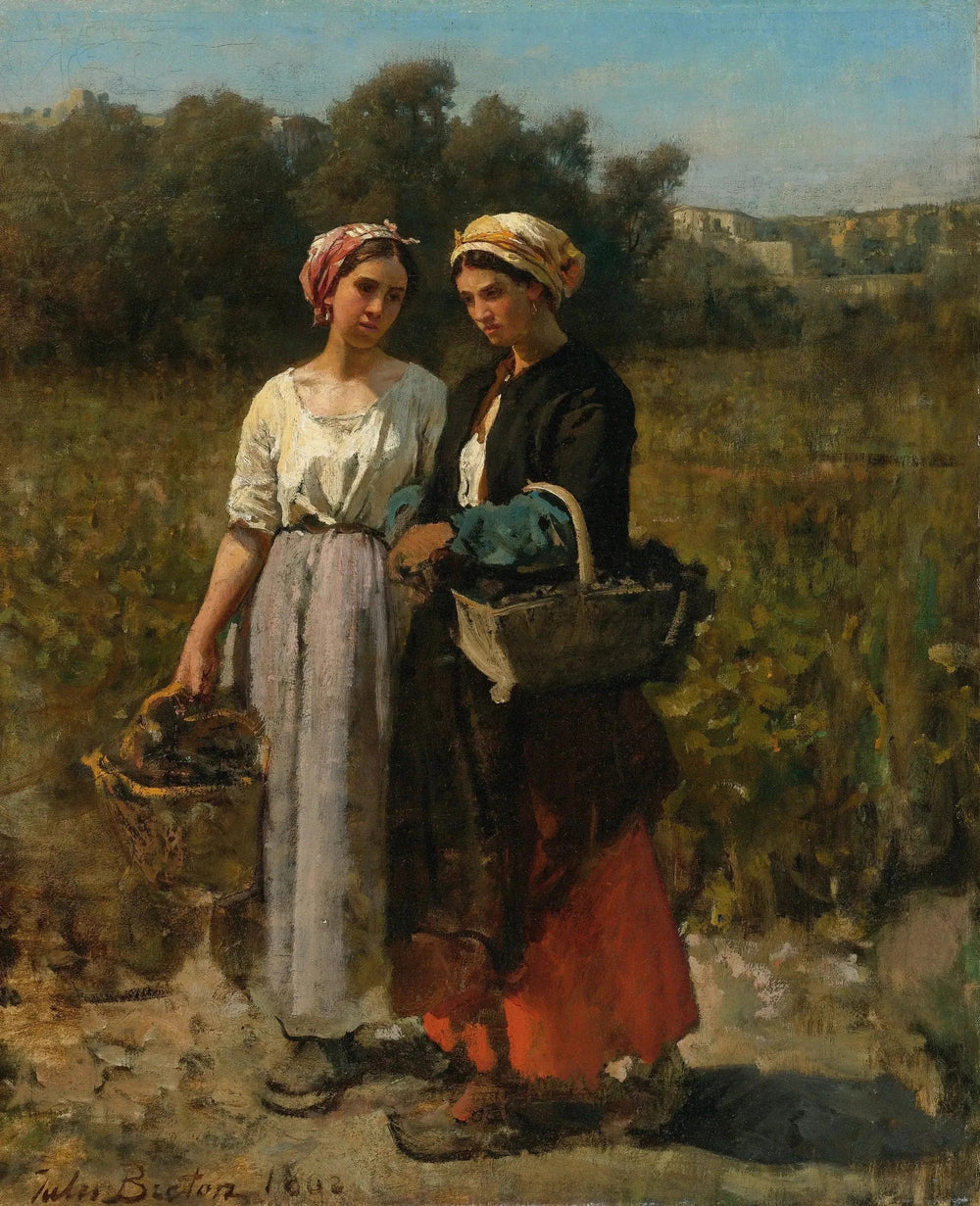 Deux jeunes femmes dans le vintage - Jules Breton image 1 reproduction d’œuvre d’art à l’huile