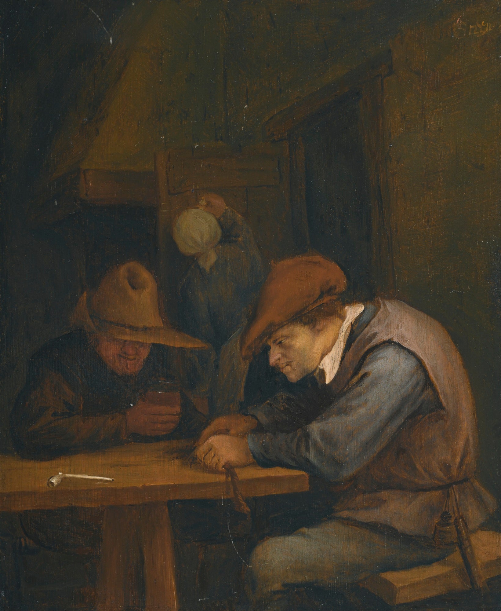 Deux paysans dans une auberge - Jan Steen image 1 reproduction d’œuvre d’art à l’huile