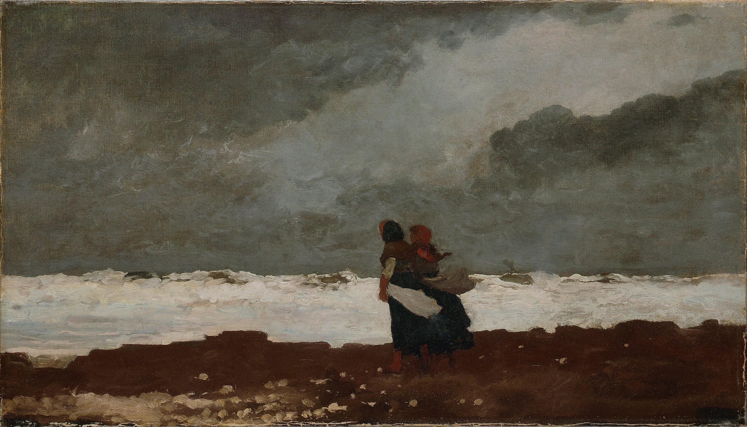 Deux silhouettes au bord de la mer - Winslow Homer image 1 copie de tableau peinte à la main