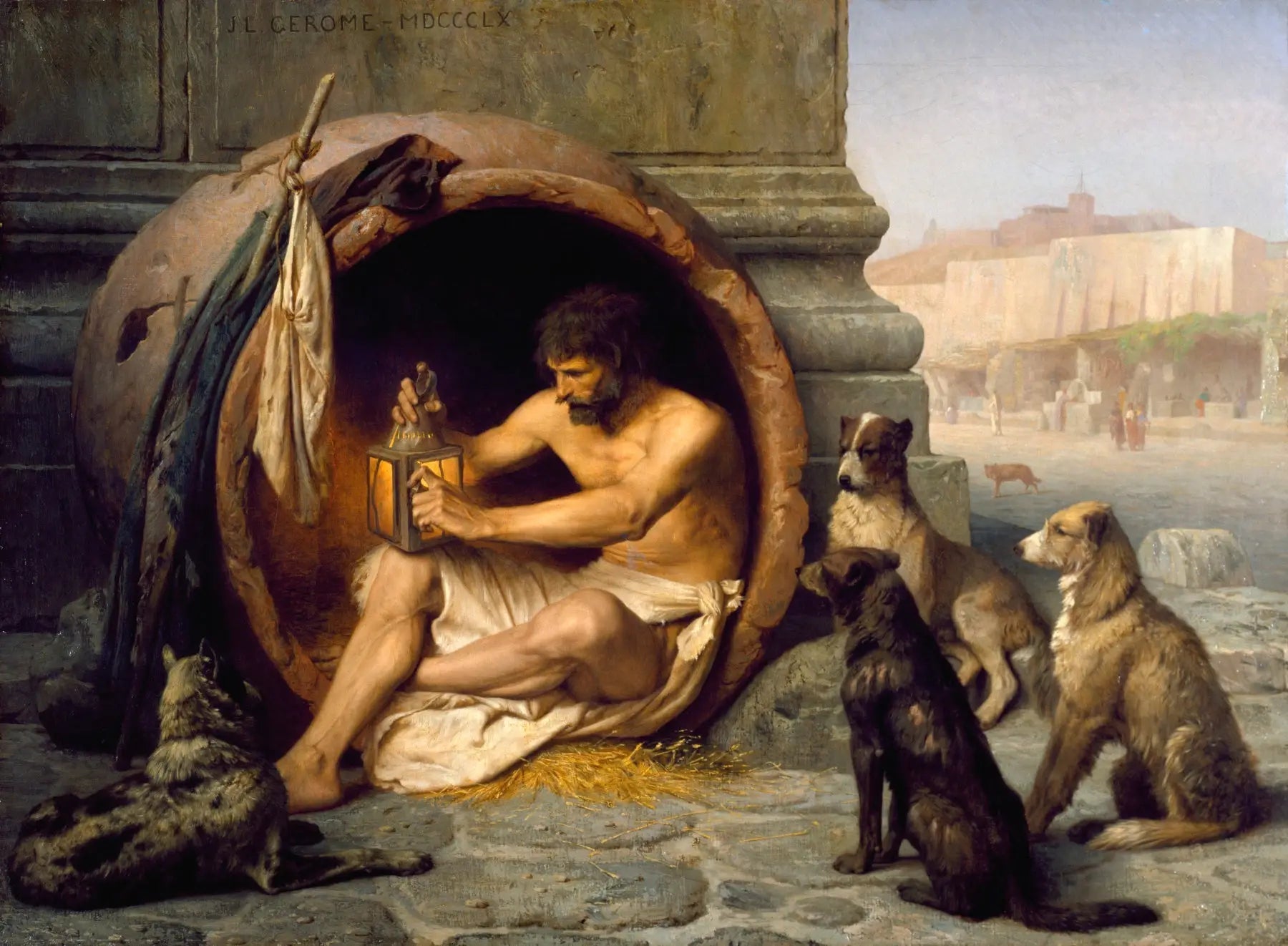 Reproduction du tableau « Diogène - Jean-Léon Gérôme » par Alpha Reproduction en peinture à l’huile