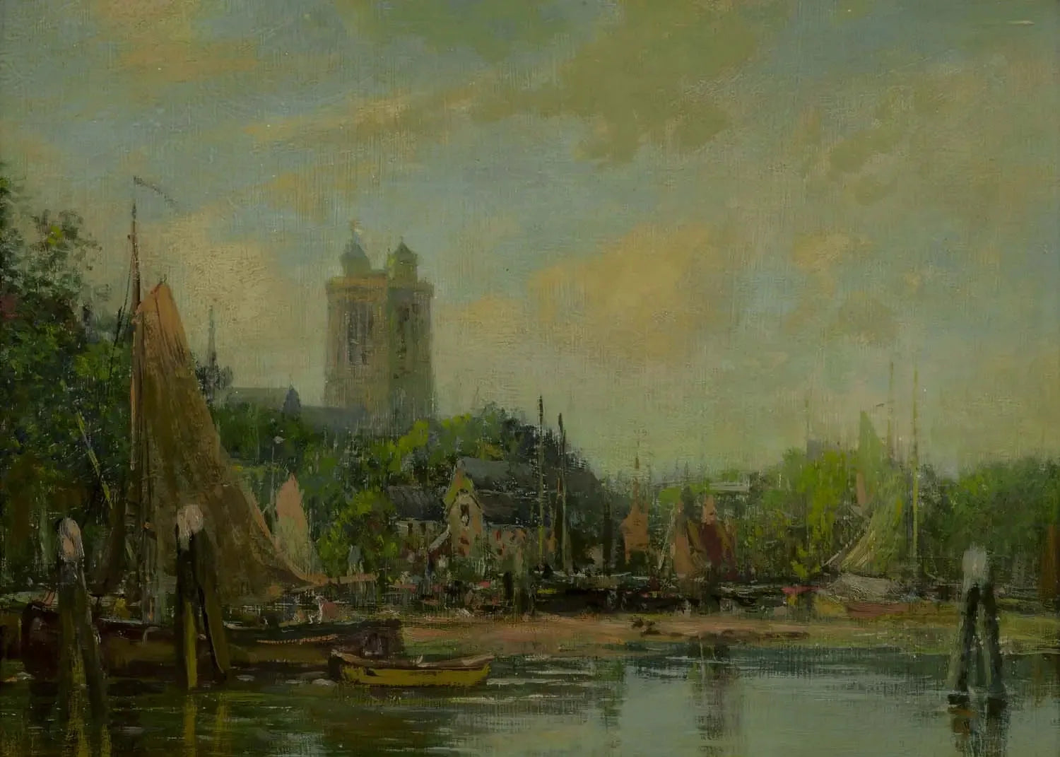 Dordrecht, la cathédrale - Eugène Boudin image 1 reproduction artisanale de tableau