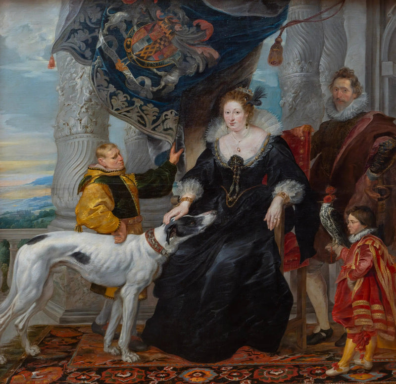 Portrait double لأليثيا تالبوت (1585-1654)، كونتيسة أرونديل وسير دادلي كارلتون (1573-1632)، مع خادمين - بيتر بول روبنز