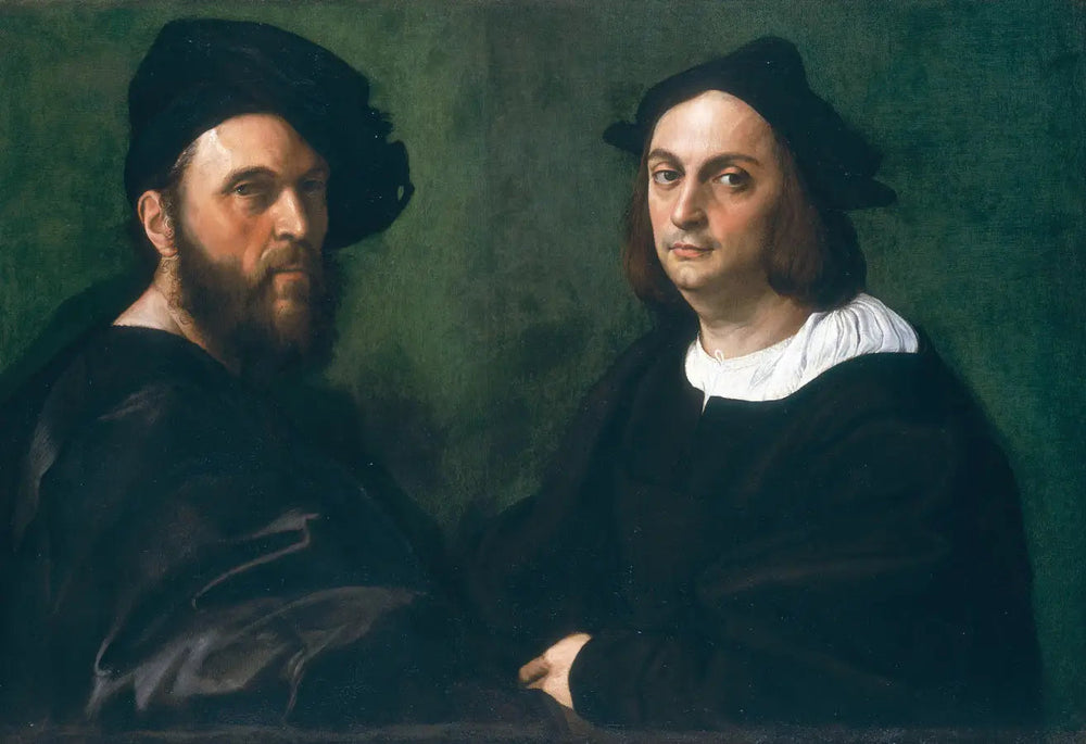 Double portrait d'Andrea Navagero et Agostino Beazzano - Raphaël Sanzio image 1 tableau peint à l’huile sur toile