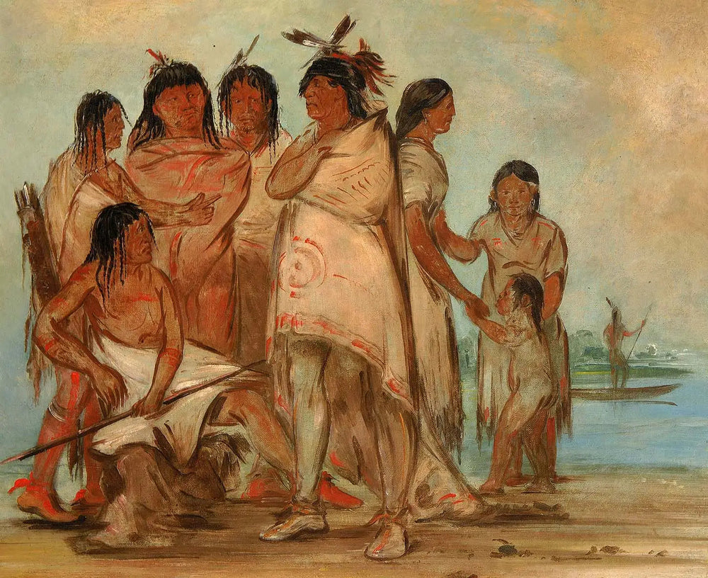 Du-cór-re-a chef de la tribu et sa famille - George Catlin - Alpha Reproduction