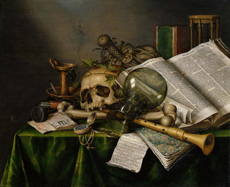 Vanité avec livres, manuscrits et crâne - Edwaert Collier