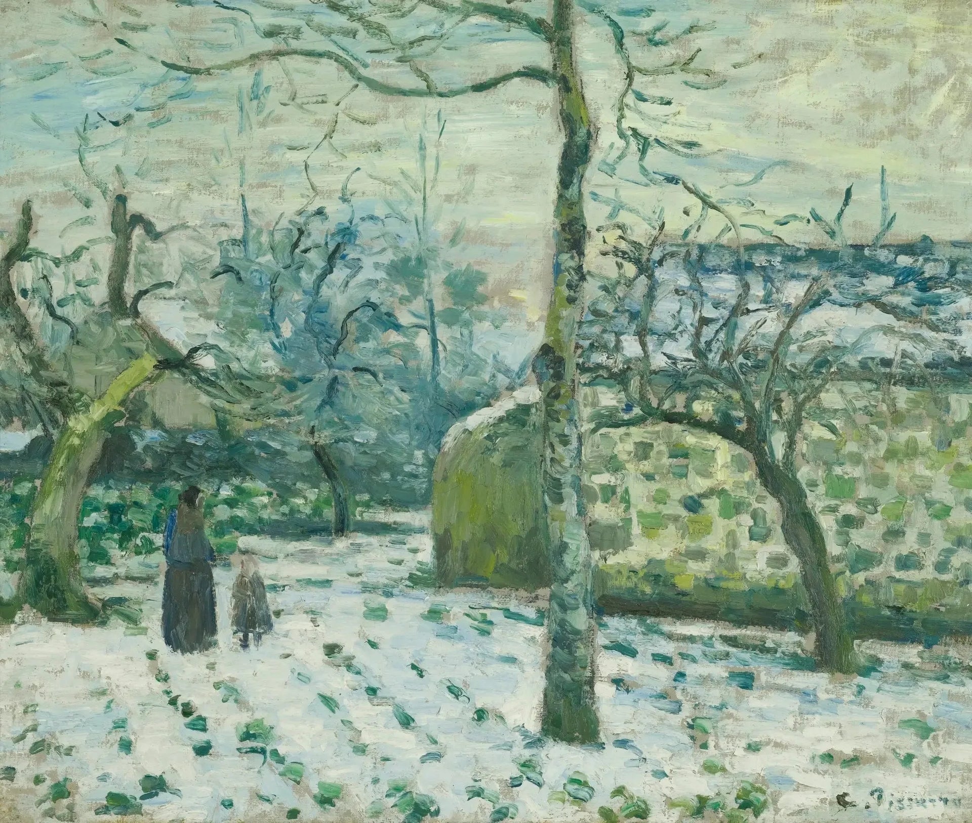 Effet de neige à Montfoucault - Camille Pissarro image 1 copie peinte à la main à l’huile