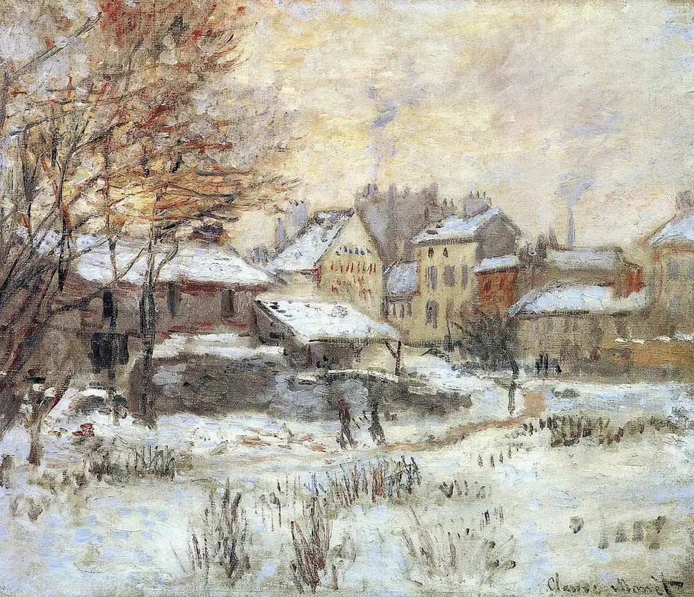 Effet de neige, soleil couchant - Claude Monet image 1 reproduction artisanale de tableau