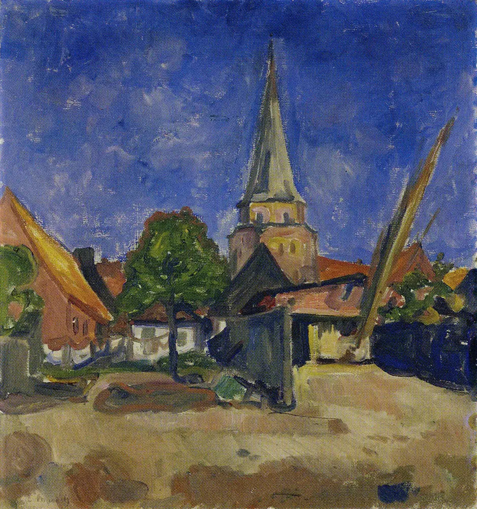 Reproduction du tableau « Église à Travemünde - Edvard Munch » par Alpha Reproduction en peinture à l’huile