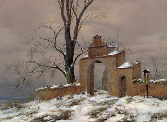 Barrière de cimetière seule en hiver - Caspar David Friedrich - Reproductions de tableaux et peintures haut de gamme