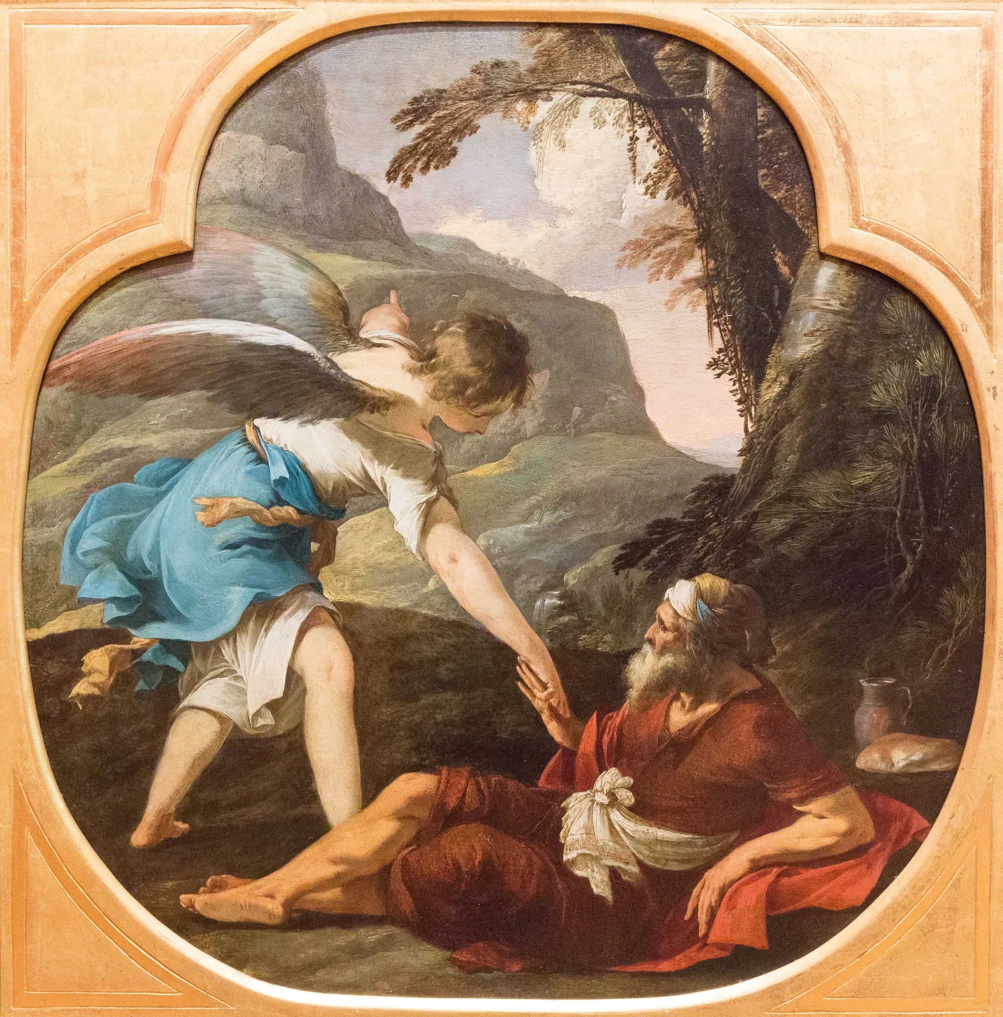 Élie nourri par les anges - Laurent de La Hyre image 1 tableau peint à l’huile sur toile