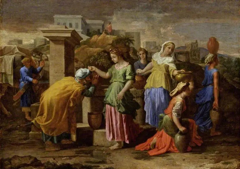 Éliézer et Rebecca - Nicolas Poussin image 1 tableau peint à l’huile sur toile