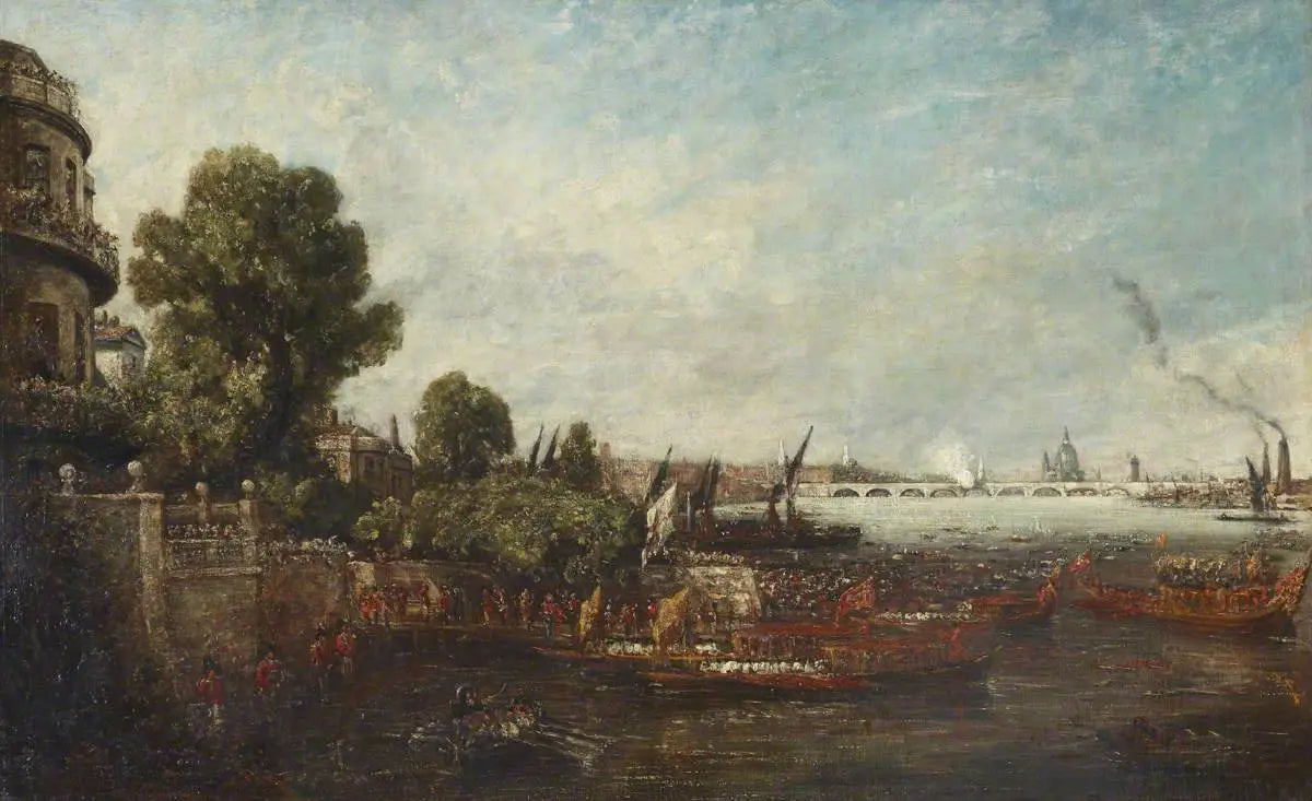 Embarquement de George IV depuis Whitehall : l'ouverture du pont de Waterloo, 1817 - John Constable image 1 reproduction réalisée par Alpha Reproduction