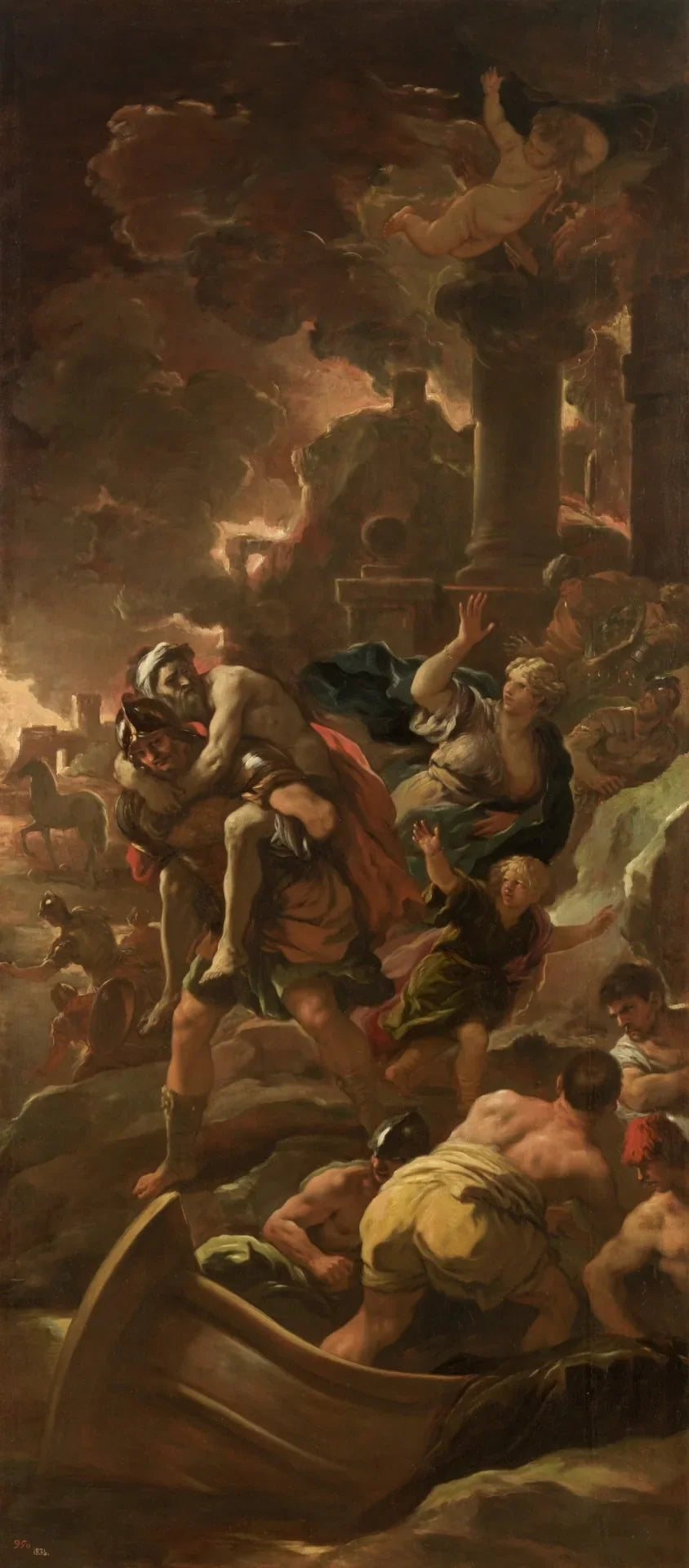 Eneas, fugitivo con su familia - Luca Giordano image 1 tableau peint à l’huile sur toile