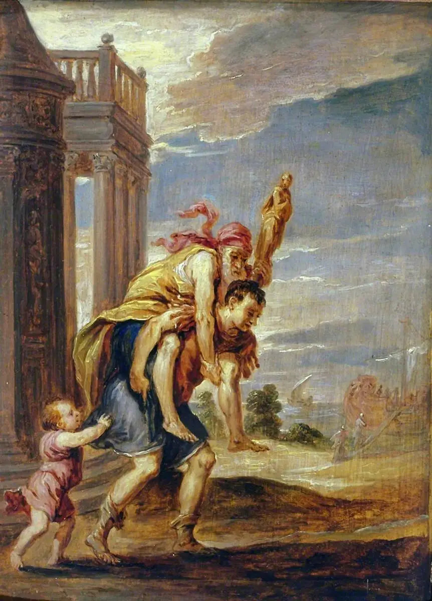 Énée fuyant Troie (d'après Andrea Schiavone) - David Teniers le Jeune image 1 tableau peint à l’huile sur toile