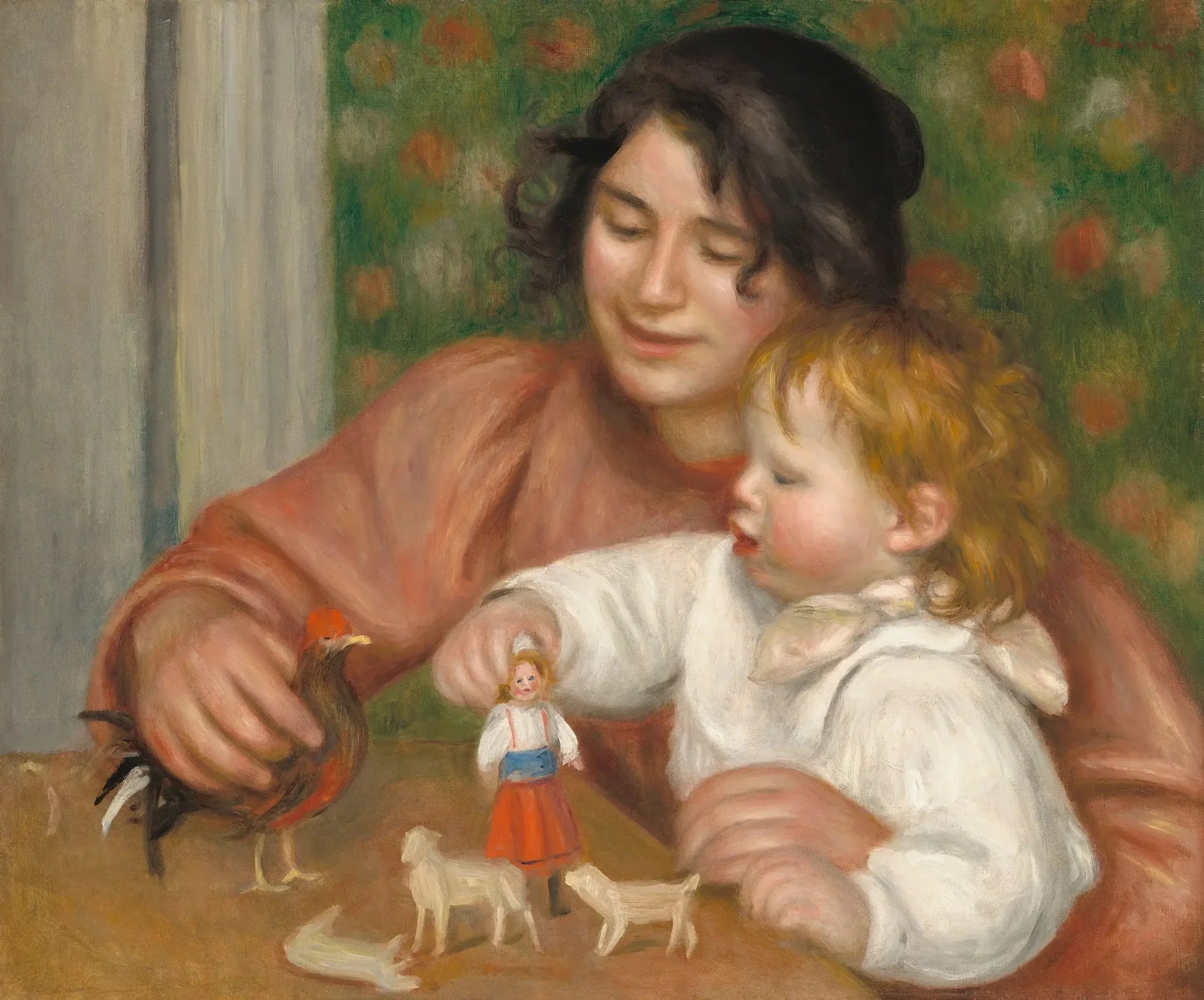 Enfant avec des jouets - Gabrielle et le fils de l'artiste, Jean - Pierre-Auguste Renoir image 1 copie de tableau peinte à la main