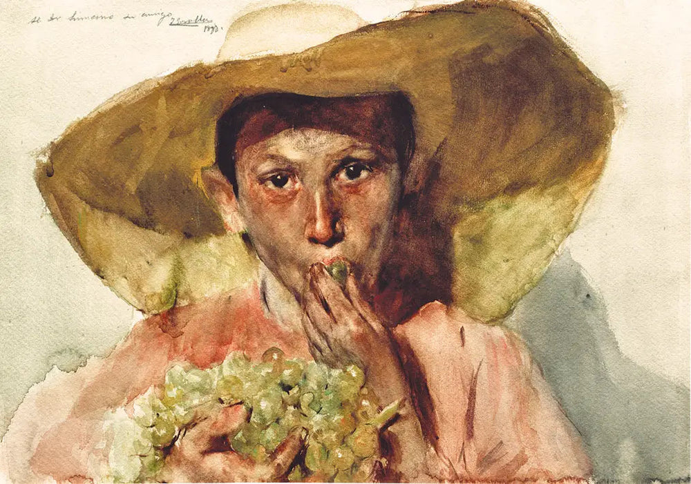 Reproduction du tableau « Enfant mangeant des raisins - Joaquín Sorolla » par Alpha Reproduction en peinture à l’huile