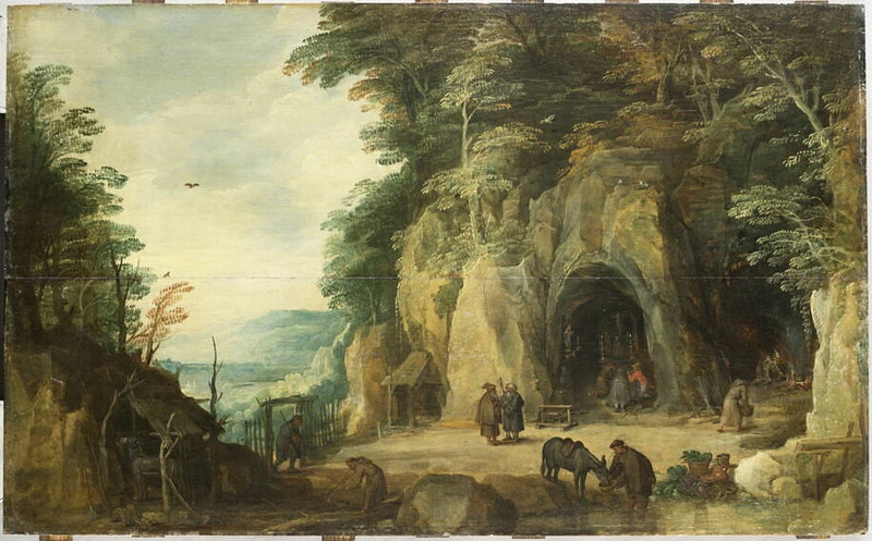Ermitage de moines dans une grotte - Joos de Momper