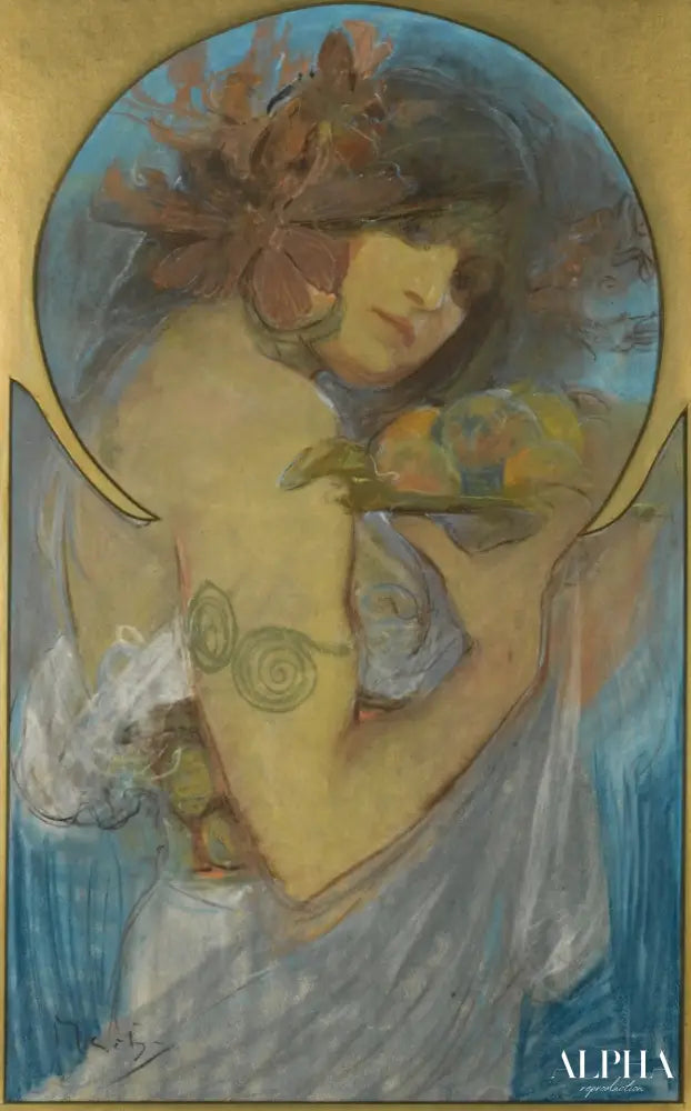 Étude pour un poster "Fruit" - Mucha - Reproductions de tableaux et peintures haut de gamme