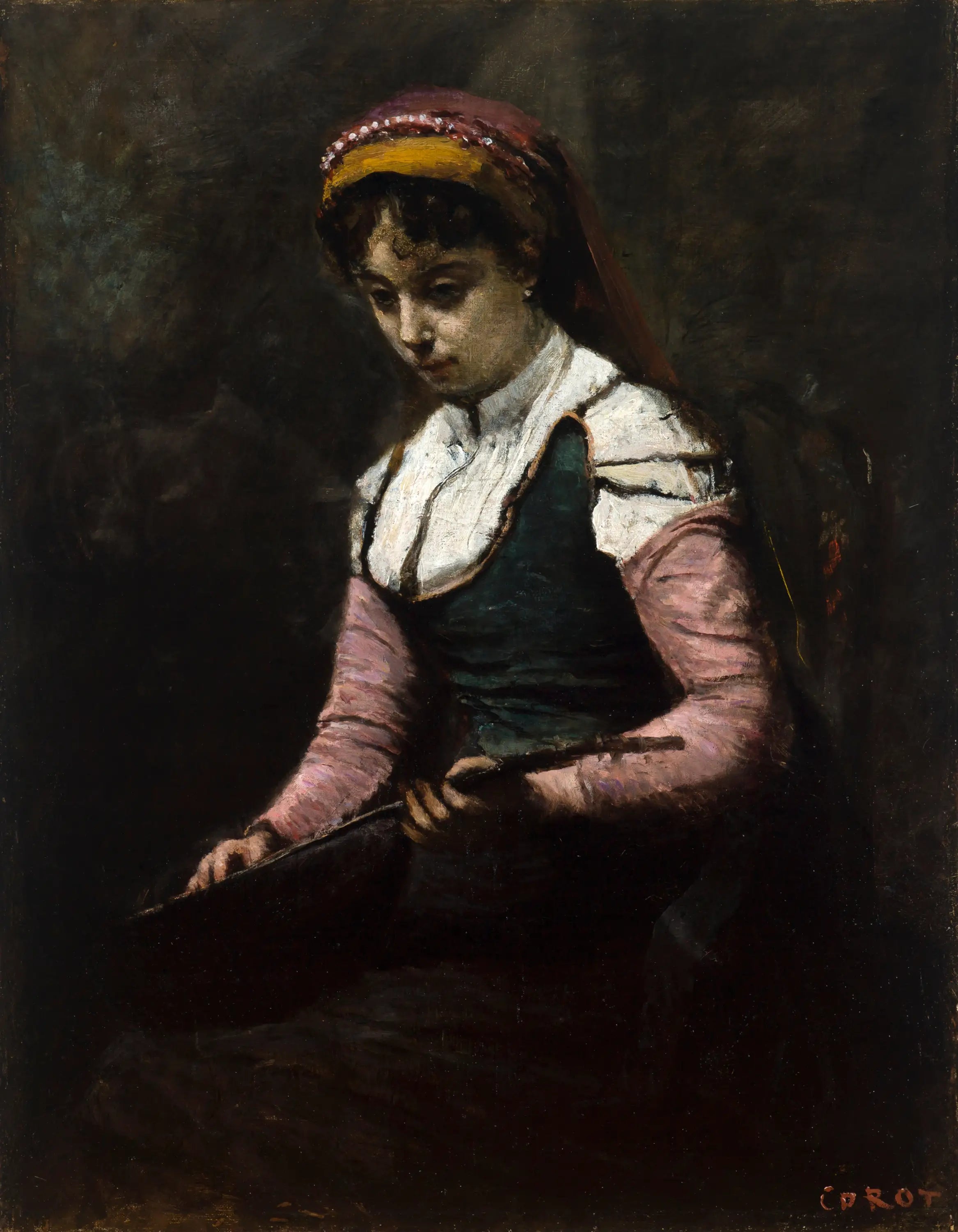 Femme à la Mandoline - Jean-Baptiste Camille Corot - Alpha Reproduction