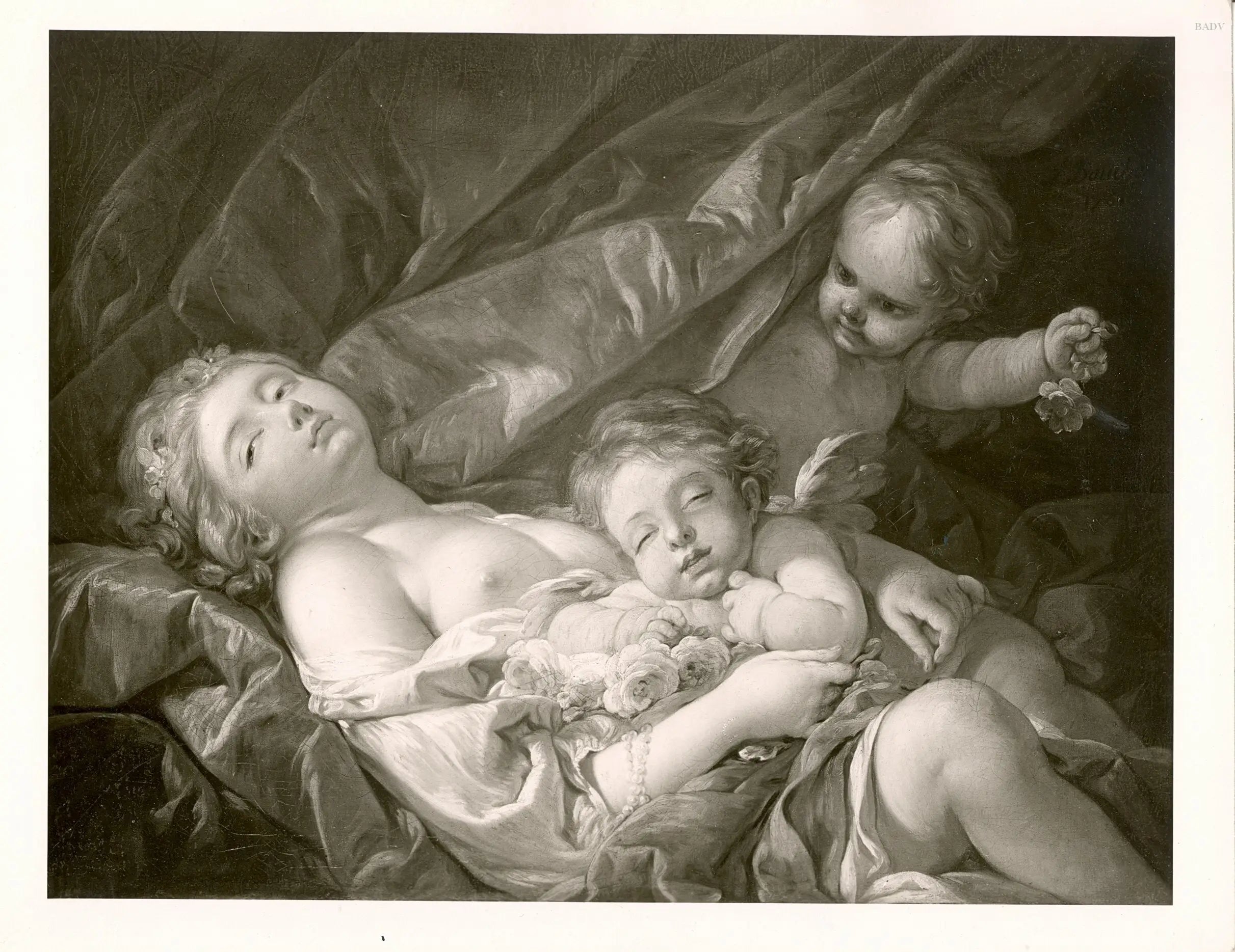 femme allongée avec putti - François Boucher image 1 copie de tableau peinte à la main