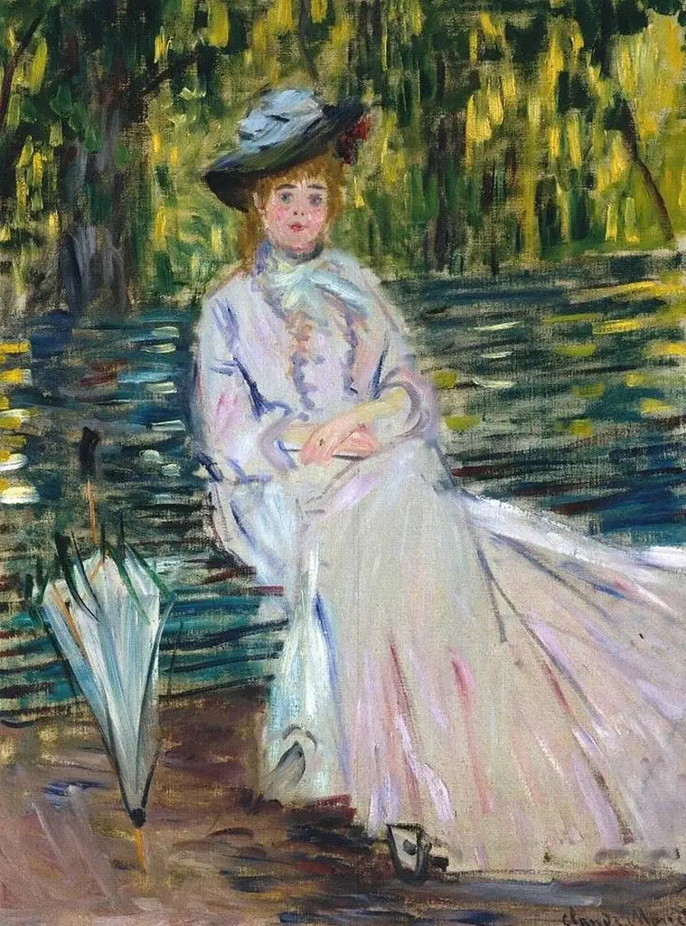 Reproduction du tableau « Femme assise sur un banc - Claude Monet » par Alpha Reproduction en peinture à l’huile