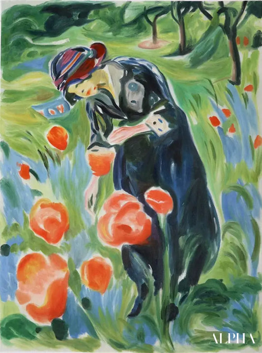 Femme avec coquelicots - Edvard Munch - Reproductions de tableaux et peintures haut de gamme