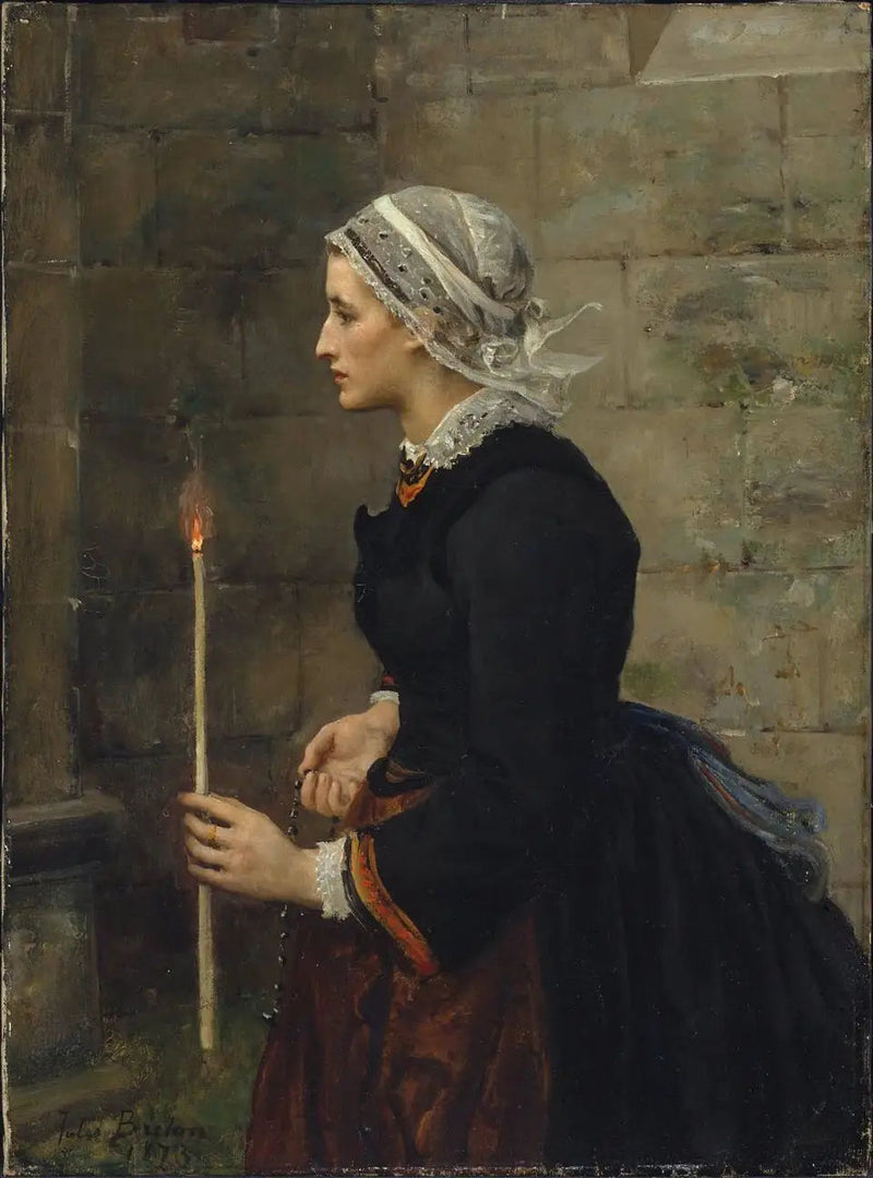 امرأة مع شمعة رفيعة - Jules Breton