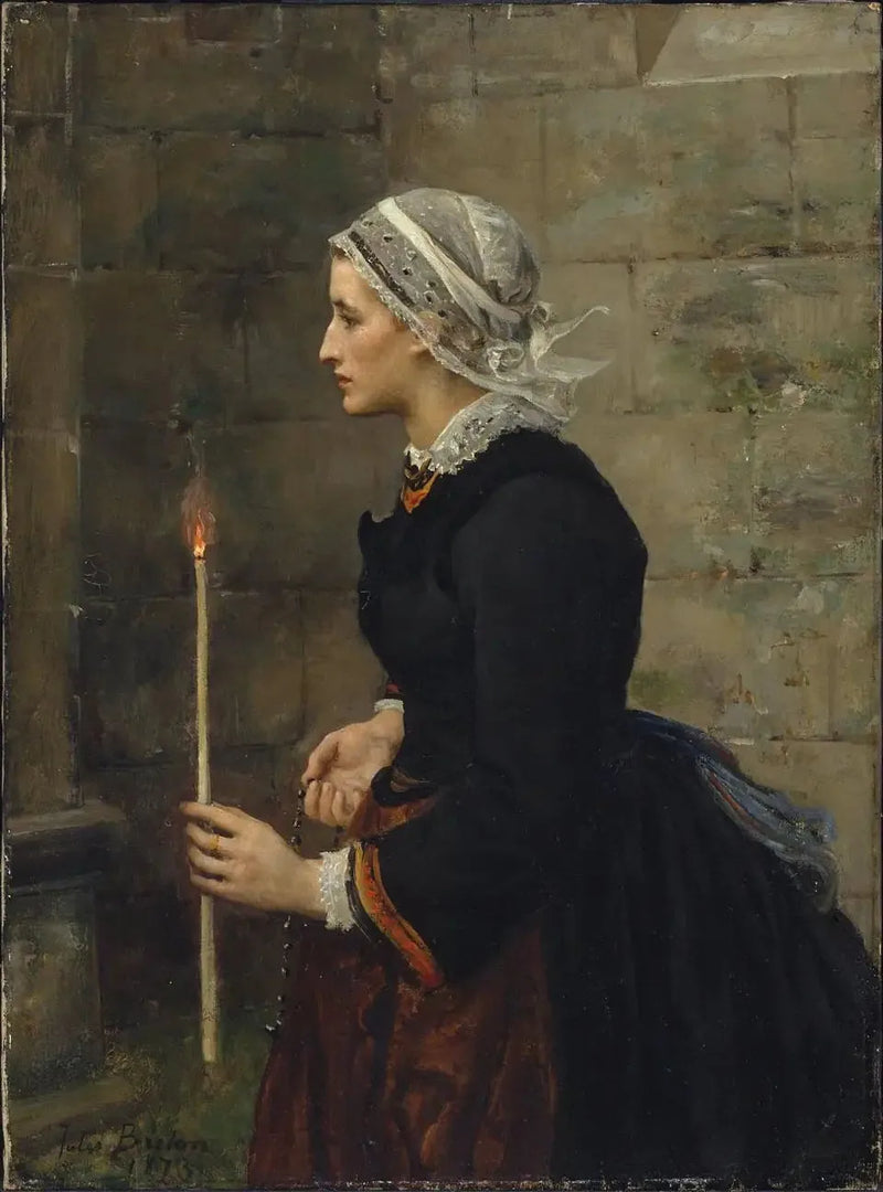 امرأة مع شمعة رفيعة - Jules Breton